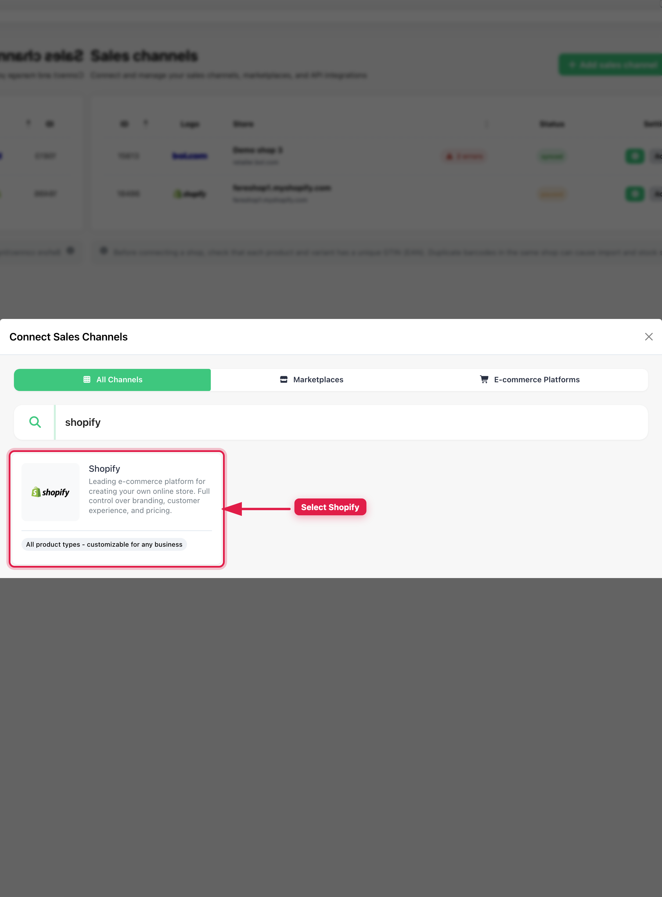 Select Shopify