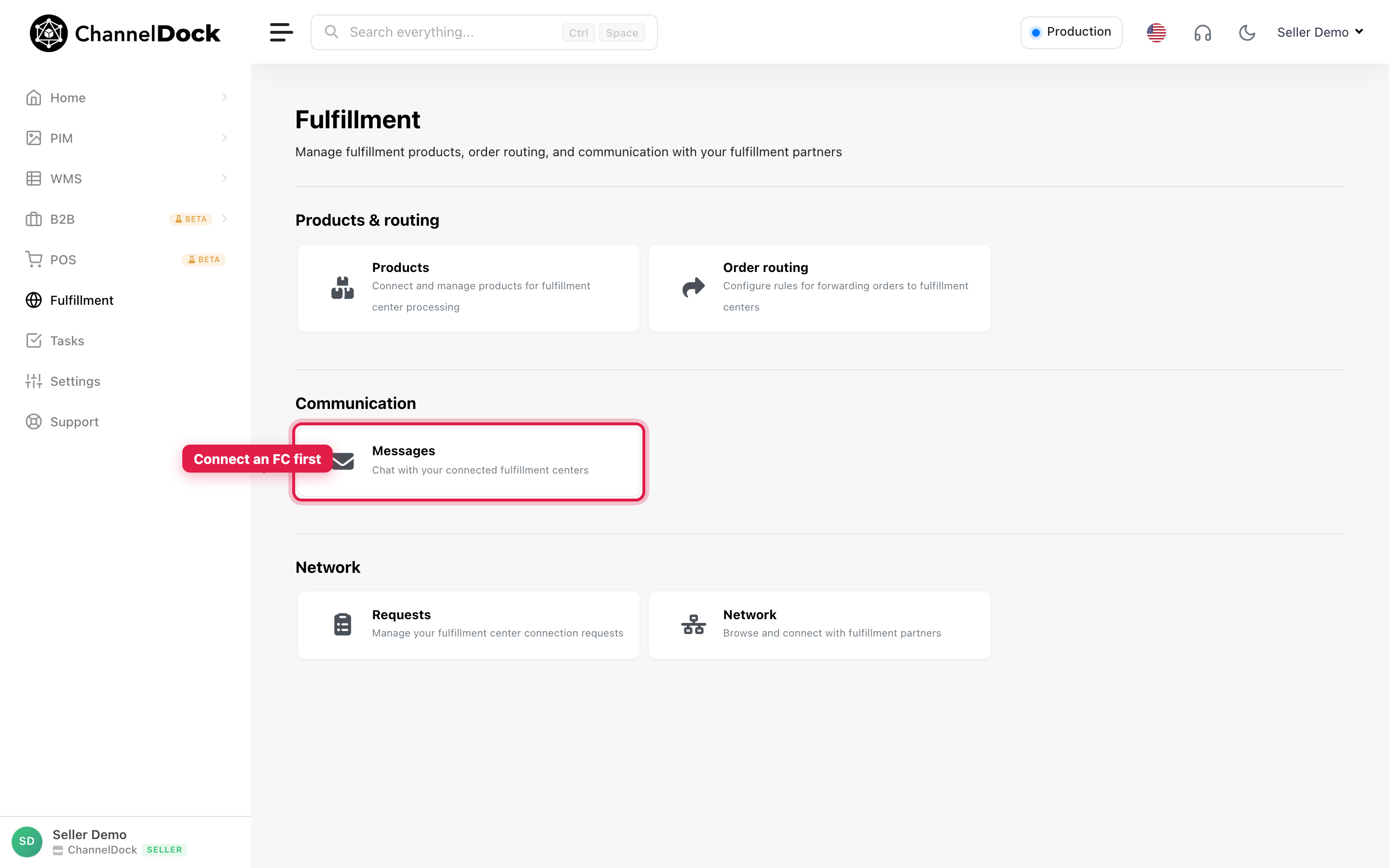 Connect to a fulfillment center via Requests